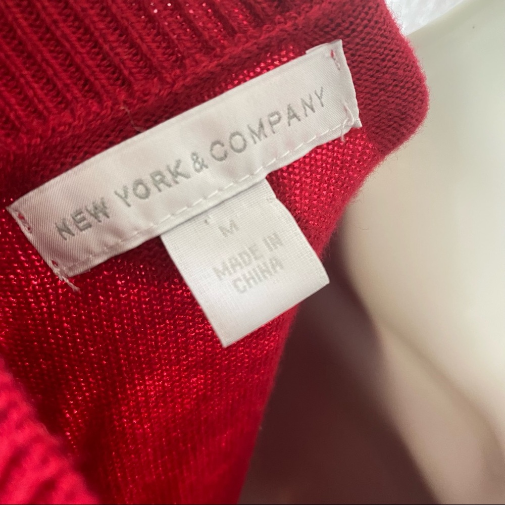 New York & Company Red Back Bow Cutout Sweater - Picture 8 of 9